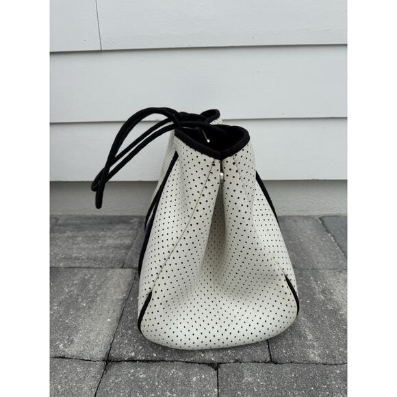 PARKER & HYDE Neoprene tote Bag Rainbow Stripe Perforated Designer - Picture 3 of 9